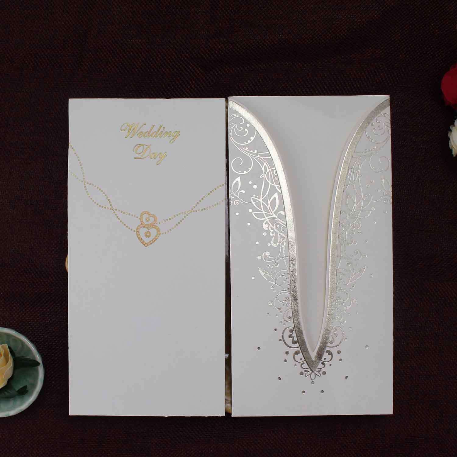Cheap Invitation Card Foil Printing Wedding Card Pocket Invitation Rectangle